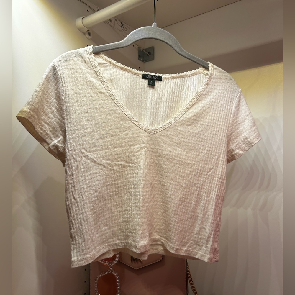 Wild Fable off white lace trim top